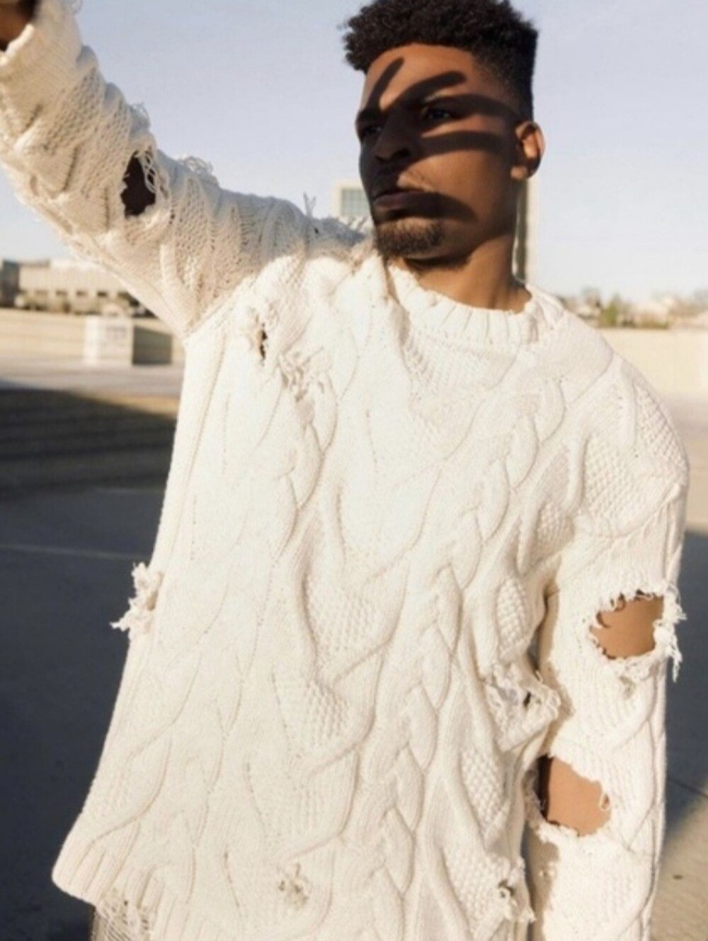 Palm Angels Distressed Fisherman Sweater